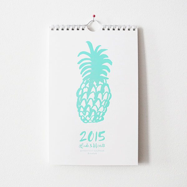 2015 Letterpress cover calendar