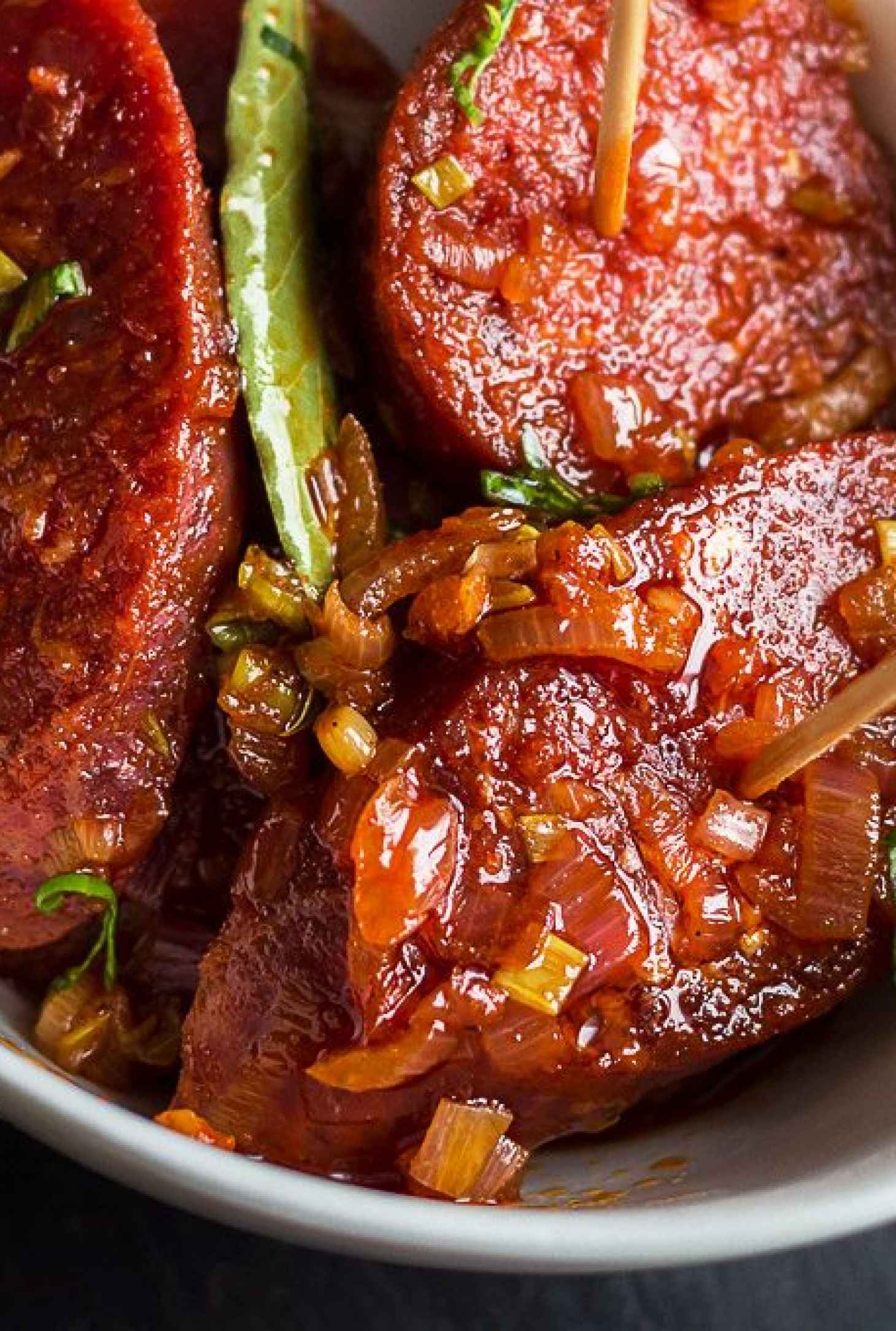 Cider Glazed Chorizo Tapas - #recipe by #eatwell101 - https://www.eatwell101.com/apple-cider-glazed-chorizo-tapas