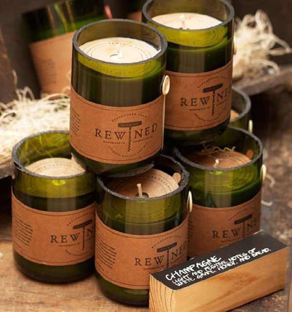 Recycled Wine Bottle Soy Wax Candle