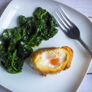 Baked Egg Baguette Breakfast with Spinach