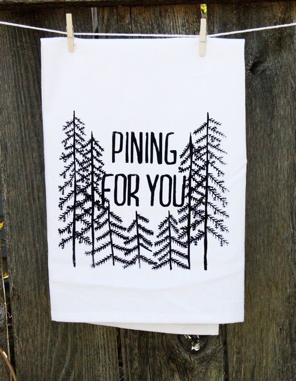 Tea Towel print in black ink on white towel