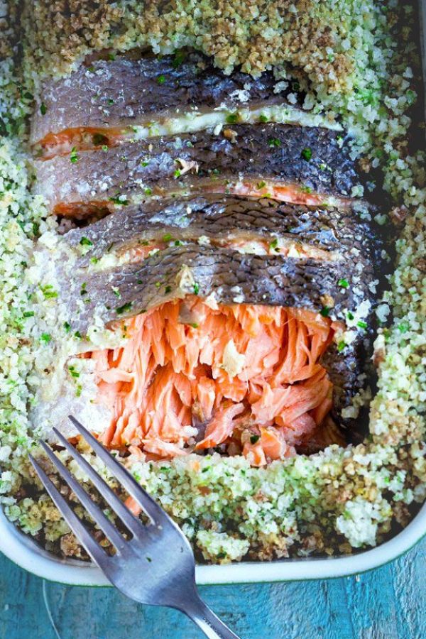 Cilantro Salt Crusted Salmon - #recipe by #eatwell101 - https://www.eatwell101.com/baked-salmon-in-salt-crust-recipe