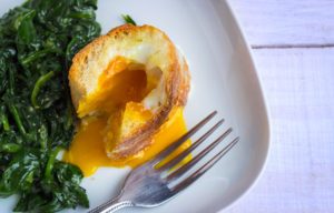 Baked Egg Baguette Breakfast with Spinach