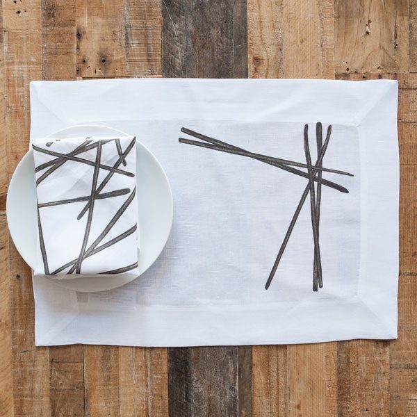 black and white linen placemat napkin set