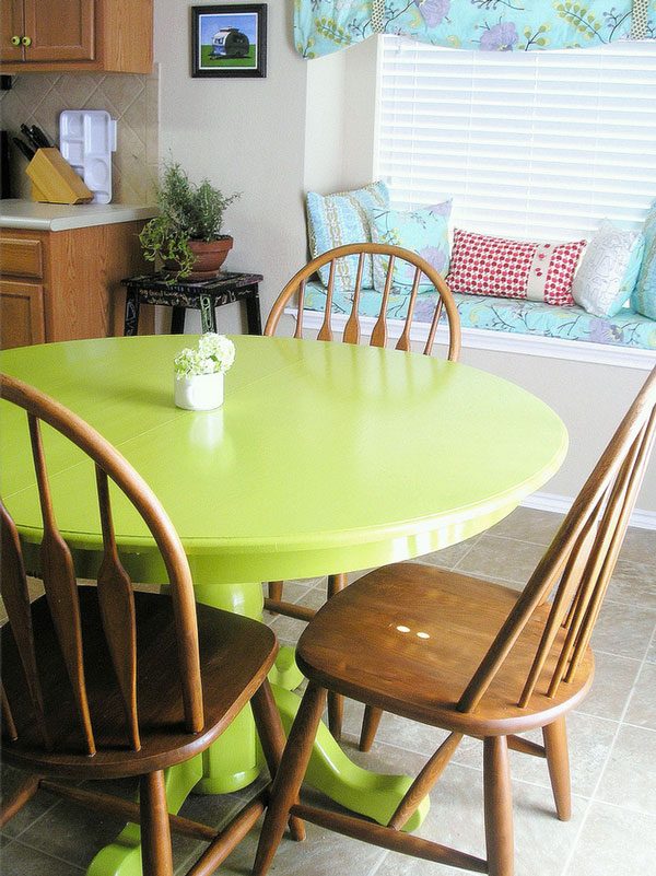 diy green dining table makeover