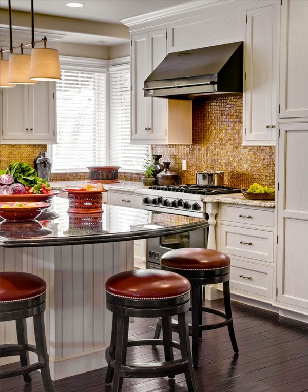 gold mosaic kitchen backsplash