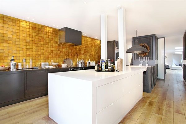 golden kitchen walls