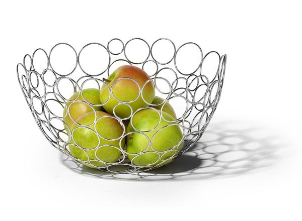 modern chrome fruit bowl