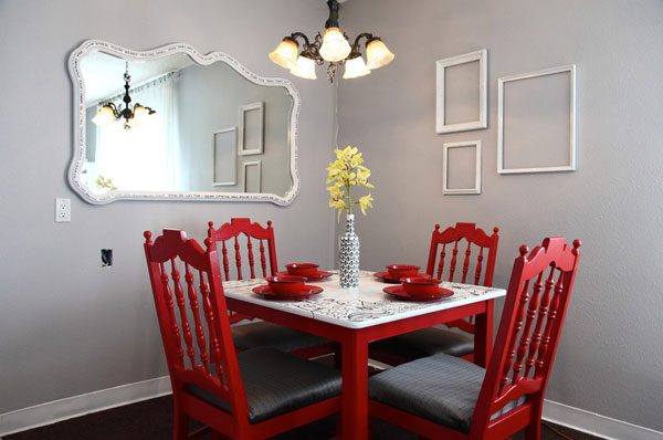 red dining table diy makeover