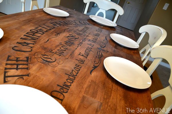 stenciled dining table
