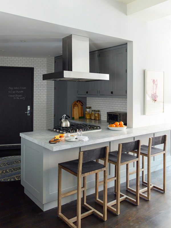 tiny grey kitchen
