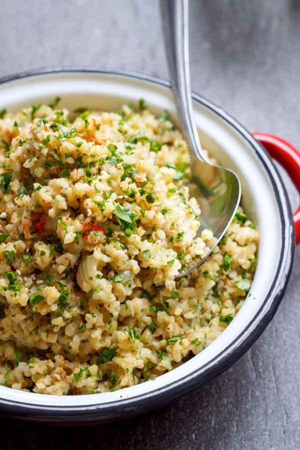 Garlic Butter Bulgur Risotto - #recipe by #eatwell101 - https://www.eatwell101.com/bulgur-risotto-recipe