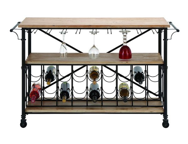 Metal Wood Wine Table