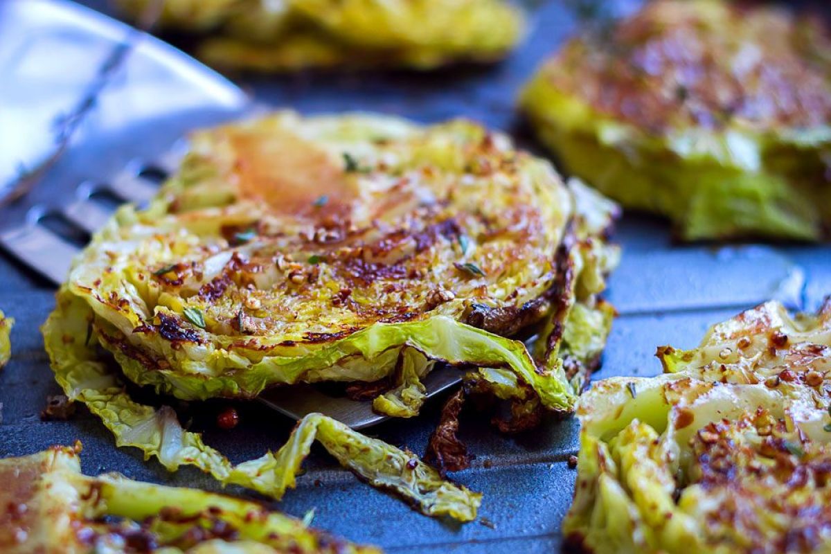 Balsamic, Honey Roasted Cabbage Steaks