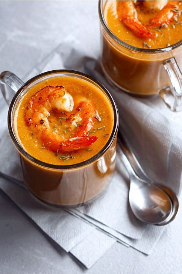 Spicy Red Lentil Soup with Grilled Shrimp - #recipe by #eatwell101 - https://www.eatwell101.com/red-lentil-shrimp-soup-recipe