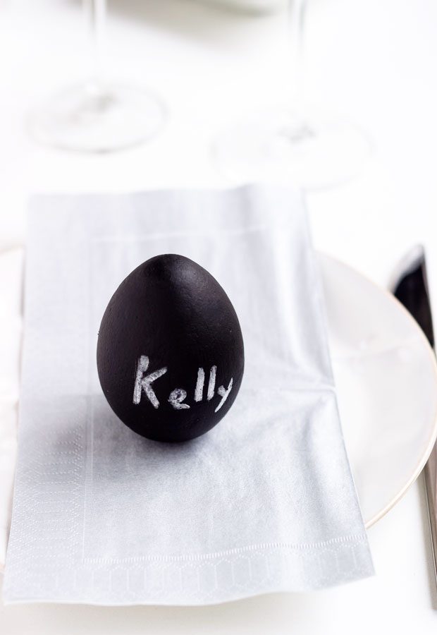 make your own Chalkboard Egg Place Cards