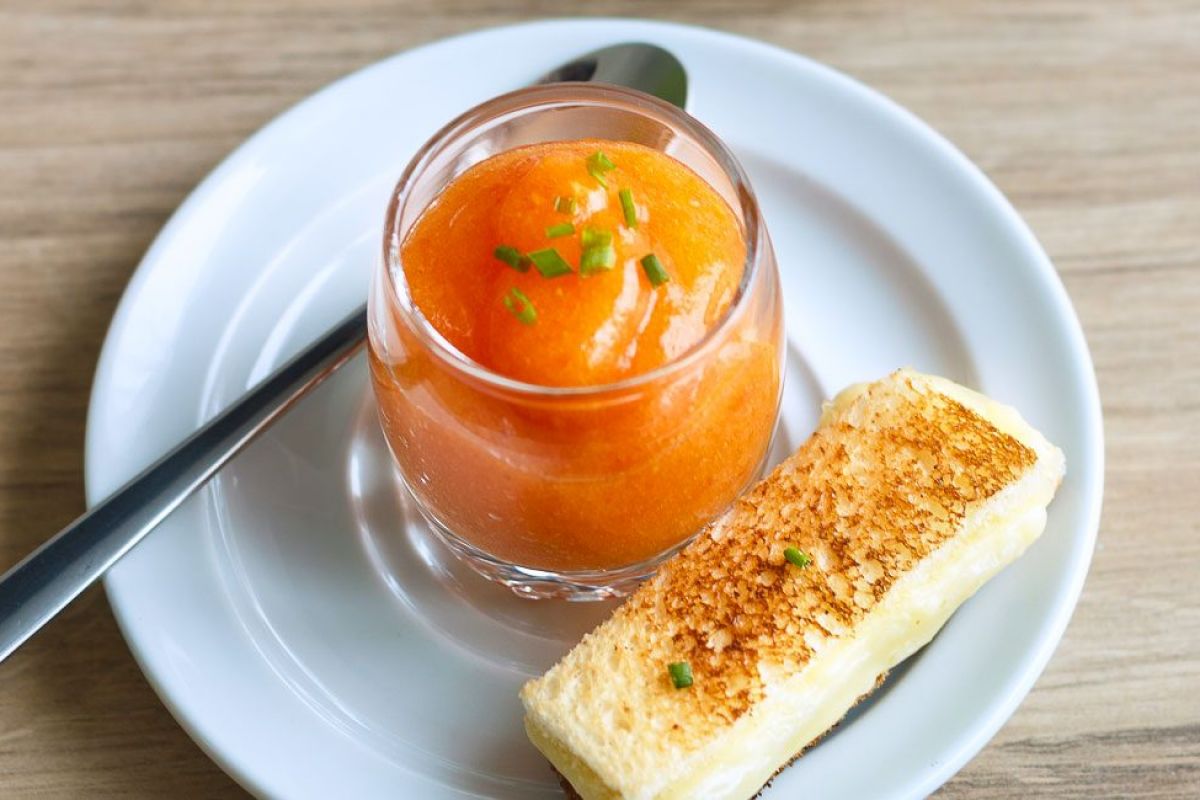 Sweet Cantaloupe Carrot Gazpacho Shooters