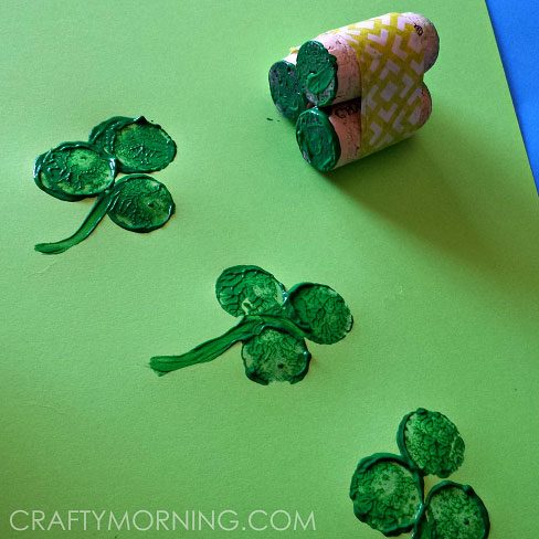 wine cork shamrock st patricks craft for kids