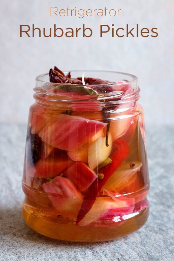 Quick Refrigerator Rhubarb Pickles - #recipe by #eatwell101 - https://www.eatwell101.com/pickled-rhubarb-recipe