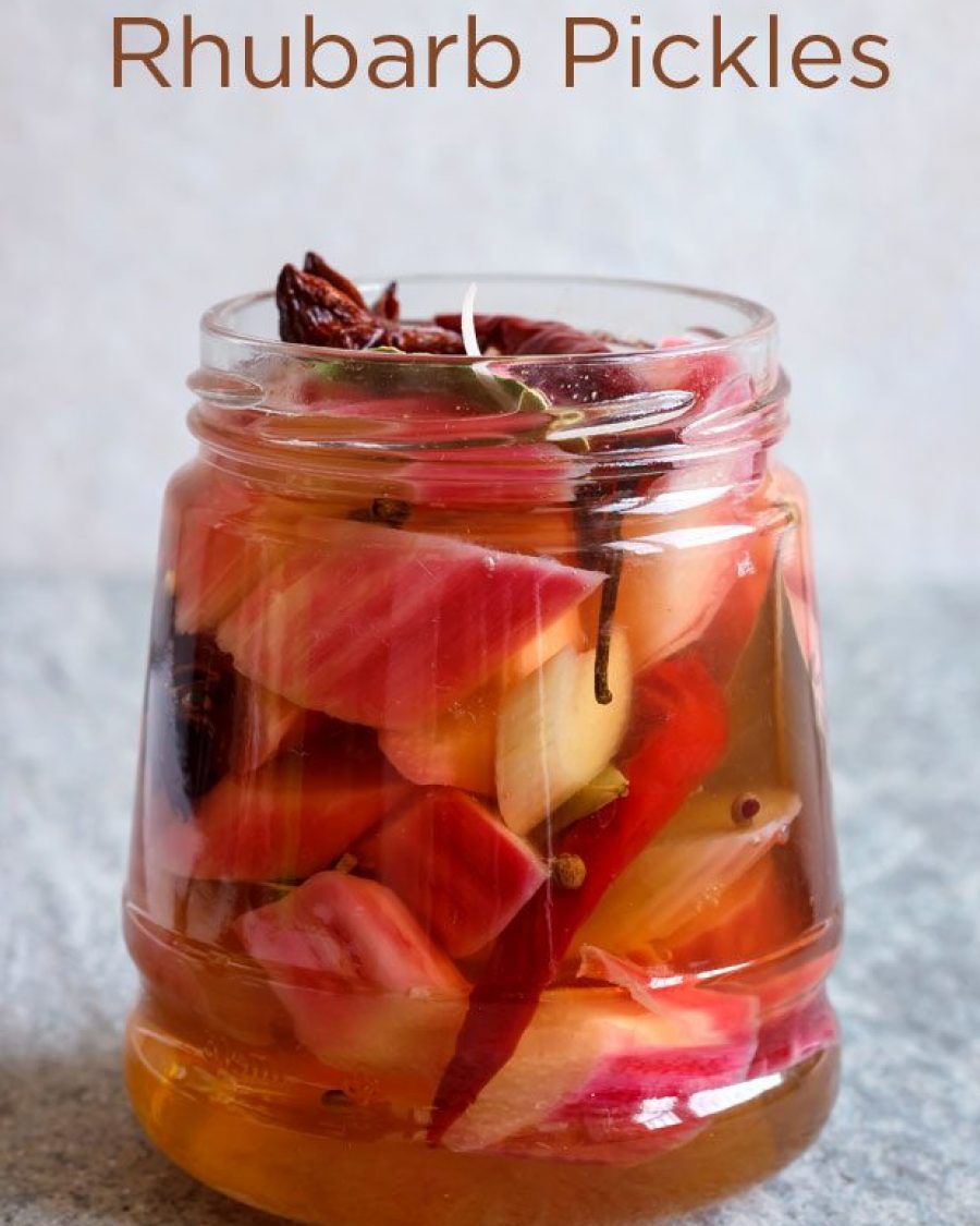 Quick Refrigerator Rhubarb Pickles - #recipe by #eatwell101 - https://www.eatwell101.com/pickled-rhubarb-recipe