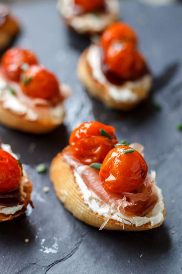 Cherry Tomato and Prosciutto Toasts