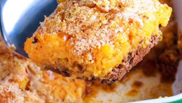 Sweet Potato Ground Beef Casserole - #recipe by #eatwell101 - https://www.eatwell101.com/sweet-potato-shepherds-pie-recipe