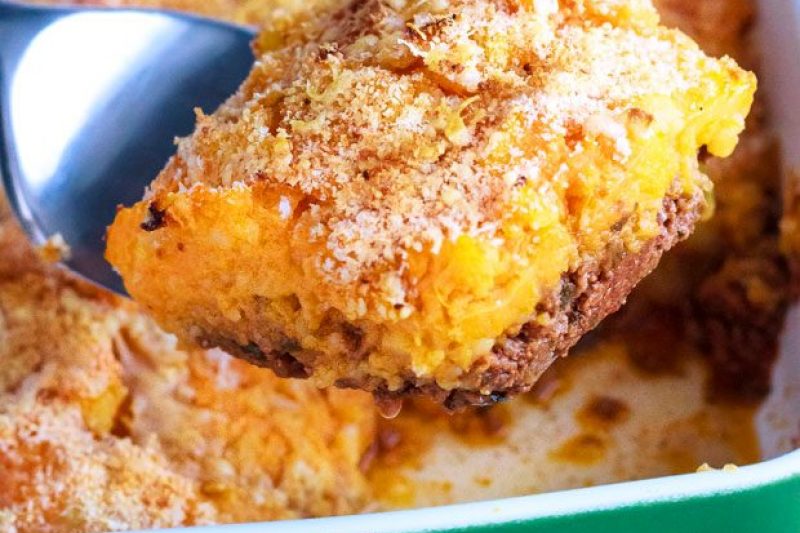 Sweet Potato Ground Beef Casserole - #recipe by #eatwell101 - https://www.eatwell101.com/sweet-potato-shepherds-pie-recipe