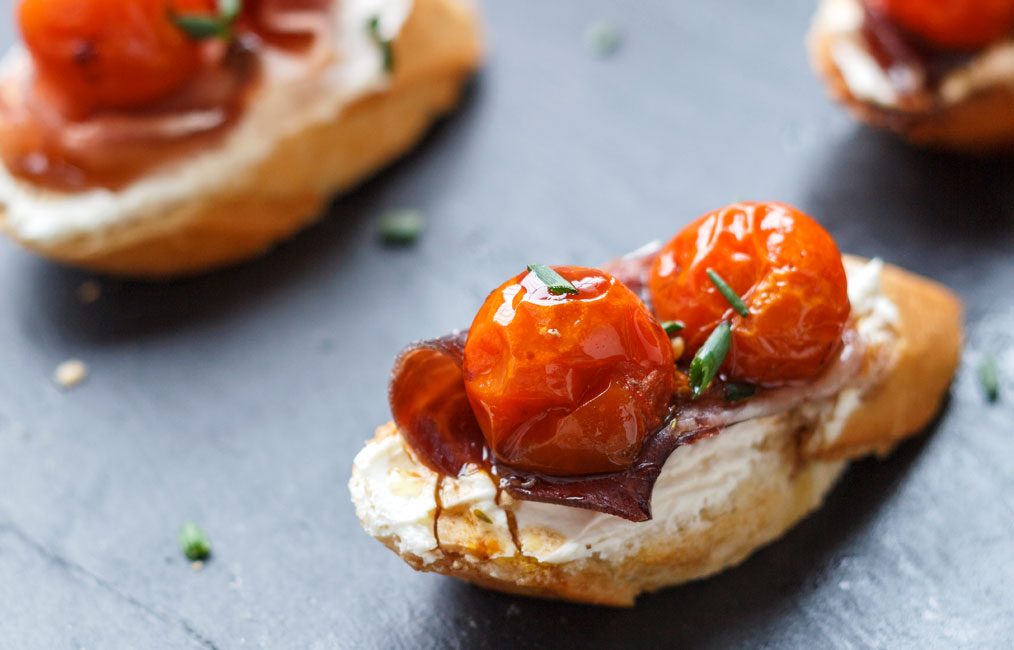 Cherry Tomato and Prosciutto Toasts