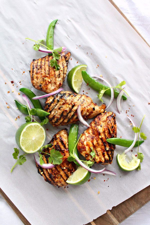 Grilled lychee coconut lime chicken