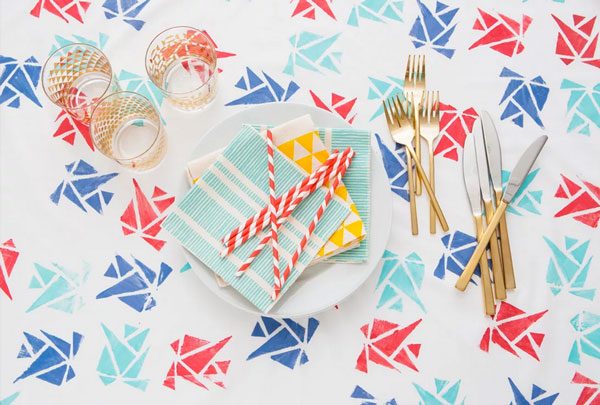 Make a Hand Stamped Tablecloth and Backdrop in One