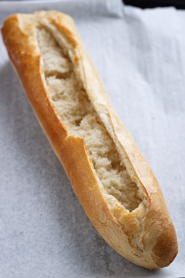 baguettes filled with eggs cheese