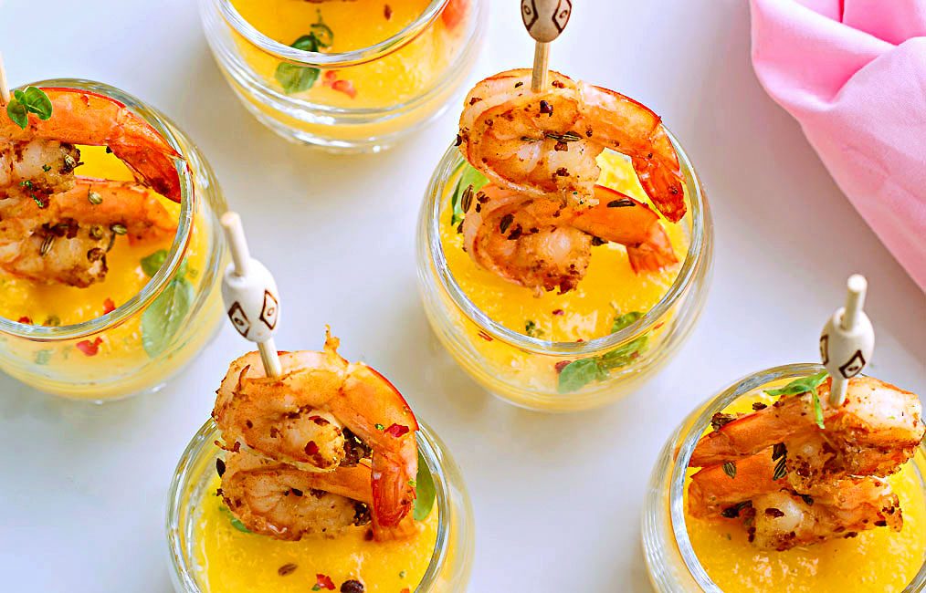 Succulent Shrimp Shooters with Mango Sauce