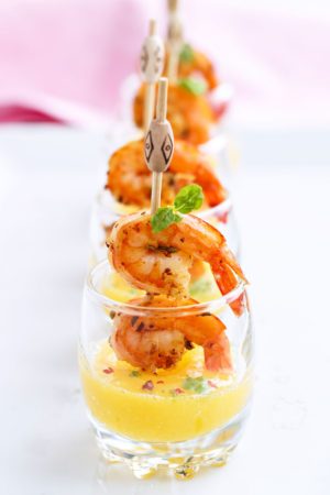 Succulent Shrimp Shooters with Mango Sauce