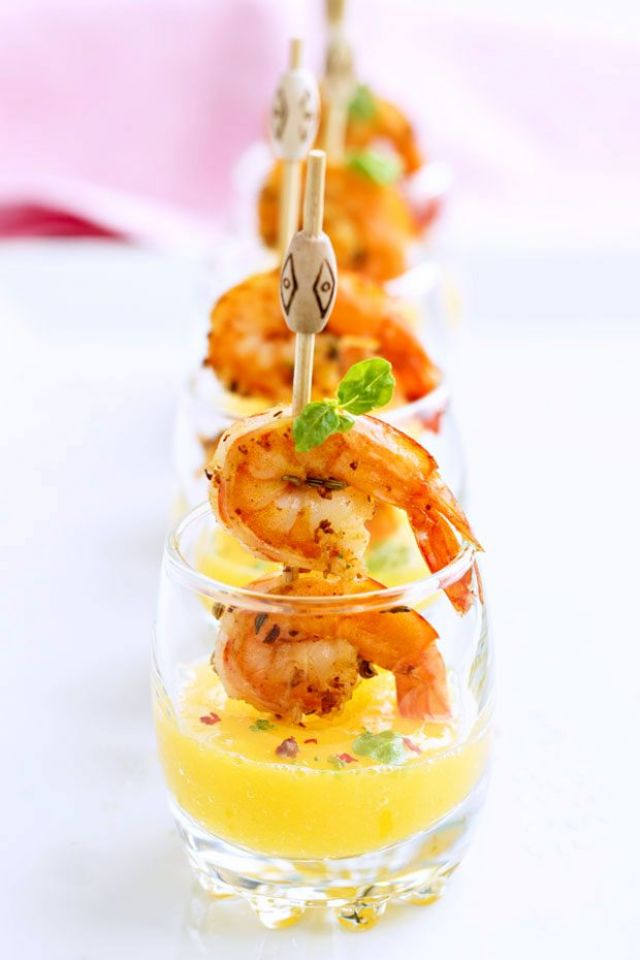 Shrimp Shooters with Mango Sauce