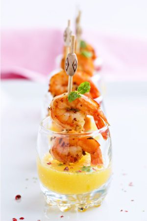 Succulent Shrimp Shooters with Mango Sauce