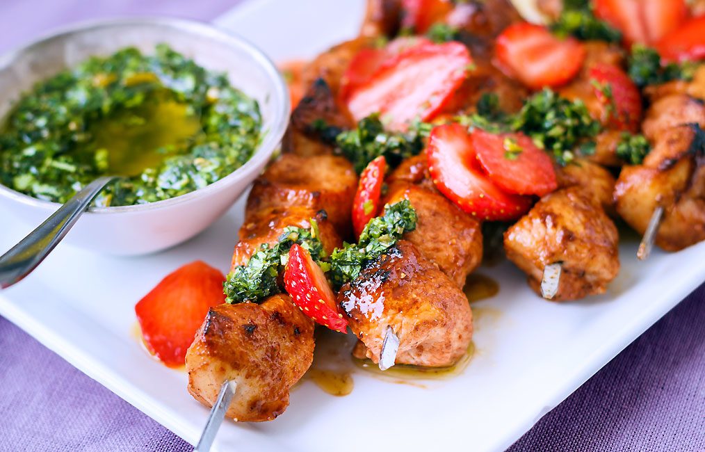 Grilled Chicken Skewers with Strawberries