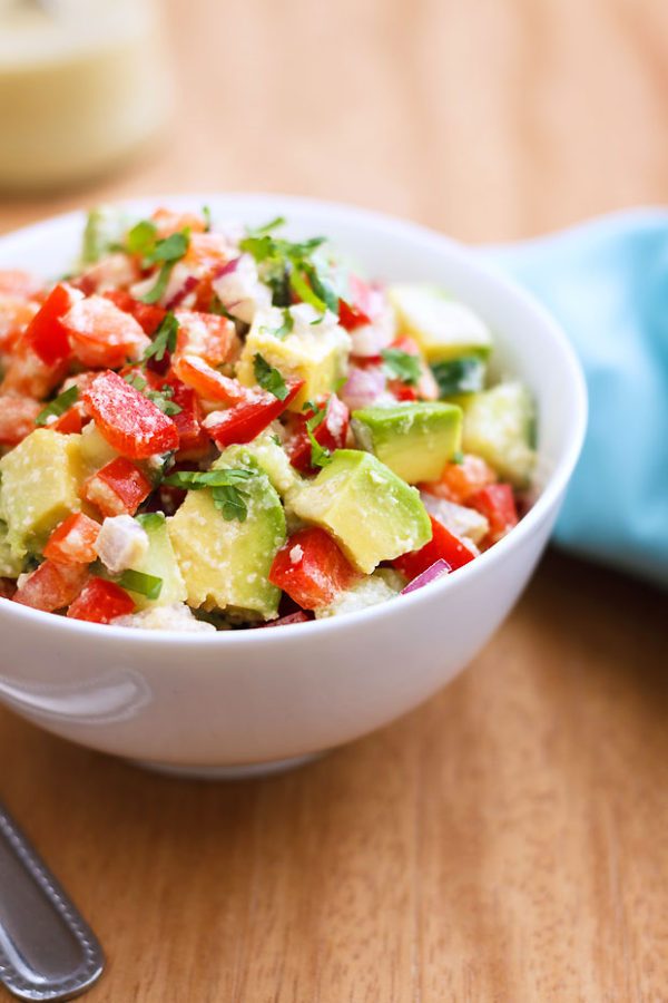 Avocado Salad with Peanut Sauce - #recipe by #eatwell101 - https://www.eatwell101.com/light-avocado-salad-recipe