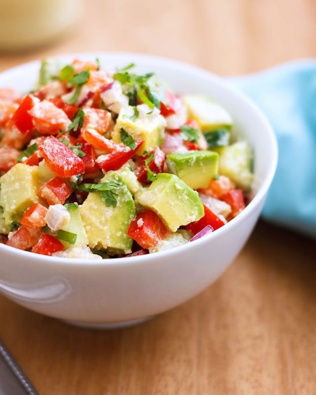 Avocado Salad with Peanut Sauce - #recipe by #eatwell101 - https://www.eatwell101.com/light-avocado-salad-recipe