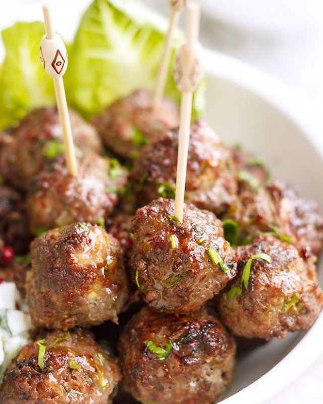 Baked Cilantro Meatballs - #recipe by #eatwell101 - https://www.eatwell101.com/baked-cilantro-meatballs-recipe