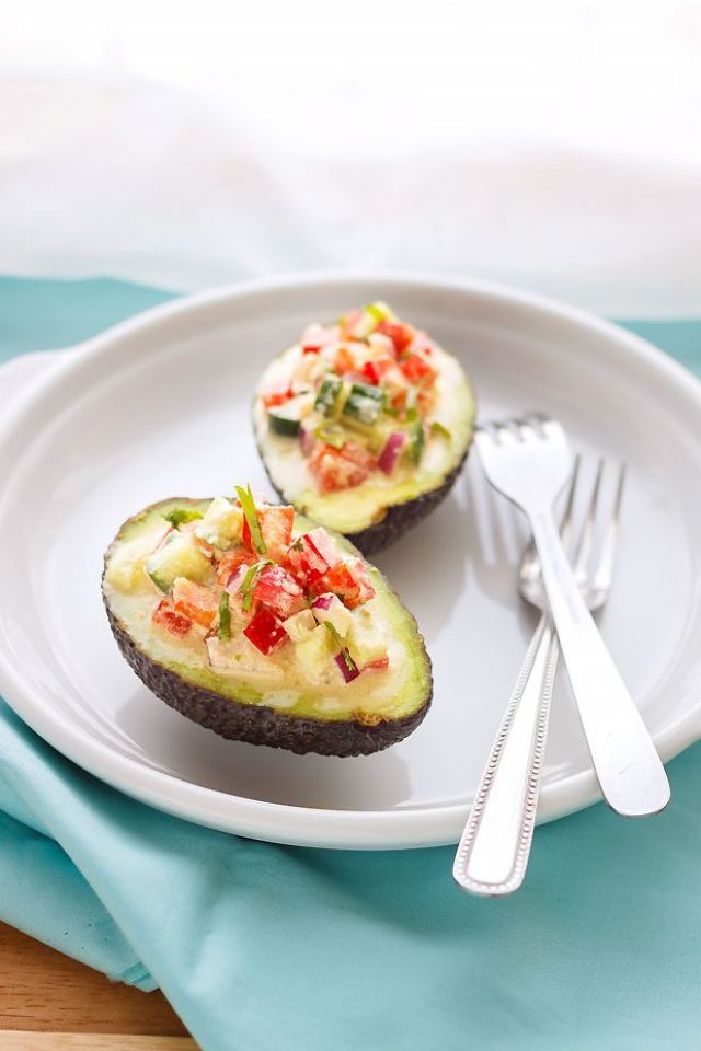 Stuffed Avocados with Thai Tomato Cucumber Salad
