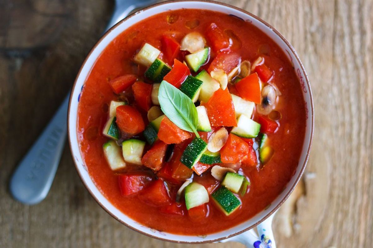 Chilled Tomato Gazpacho With Toasted Almonds