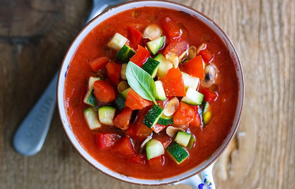 Chilled Tomato Gazpacho With Toasted Almonds