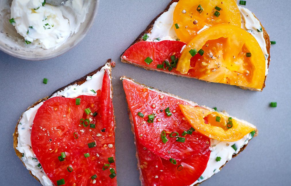 Heirloom Tomato Cream Cheese Toast