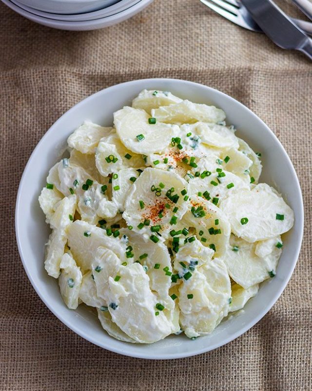 No-Mayo Potato Salad - #recipe by #eatwell101 - https://www.eatwell101.com/no-mayo-potato-salad-recipe