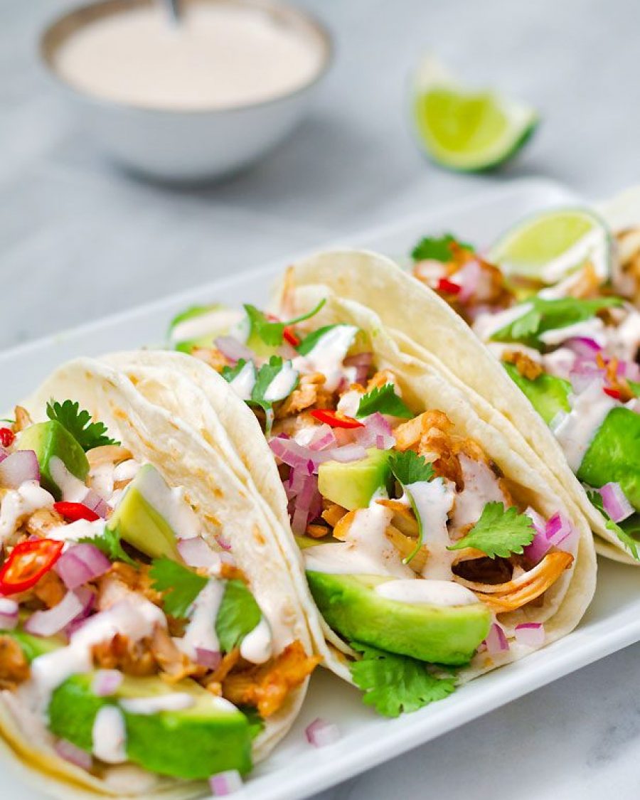 Spicy Chicken Tacos - #recipe by #eatwell101 - https://www.eatwell101.com/chicken-tacos-recipe