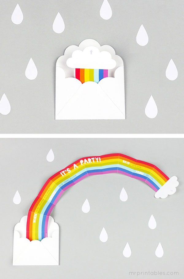 printable rainbow party invitation