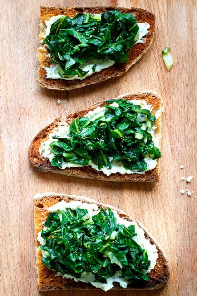 Sauteed Swiss Chard Toasts