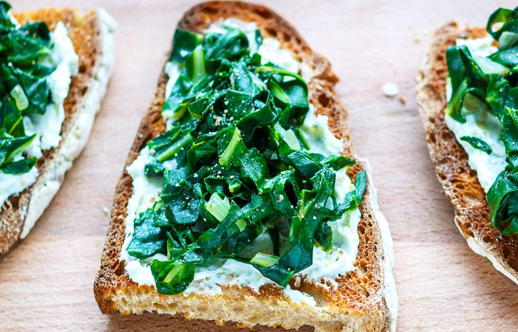 Sauteed Swiss Chard Toasts