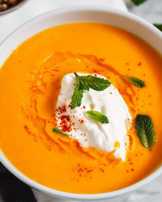 Orange Butternut Squash Soup - #recipe by #eatwell101 - https://www.eatwell101.com/orange-butternut-squash-soup-recipe