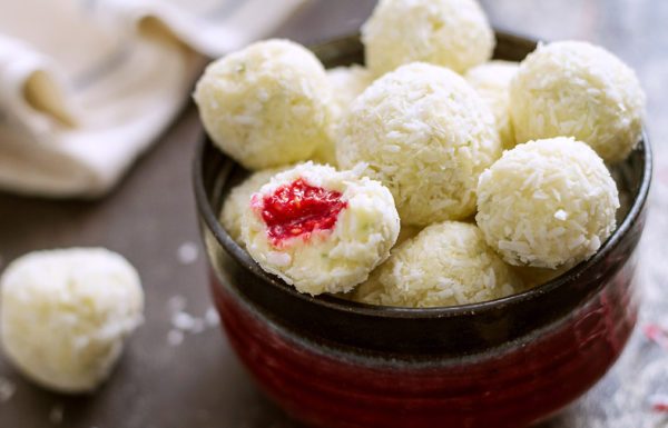 Raspberry Coconut Chocolate Bites